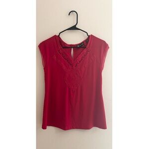 5/$20 MUST BUNDLE 7th Avenue Red Lace Accent Blouse